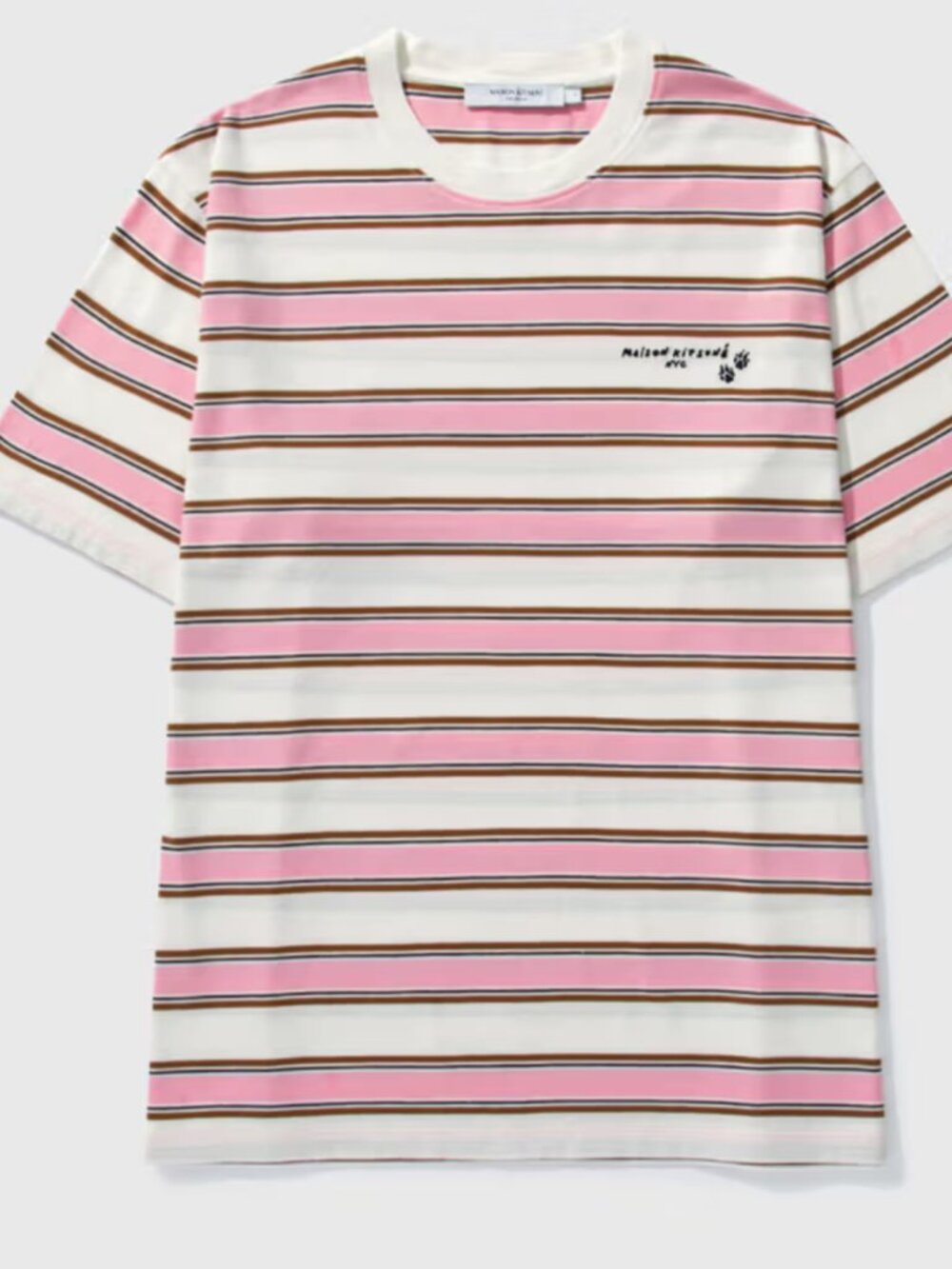 Maison Kitsune x Olympia Le-Tan Stripe T-Shirt Sz Medium Playful Euro Summer